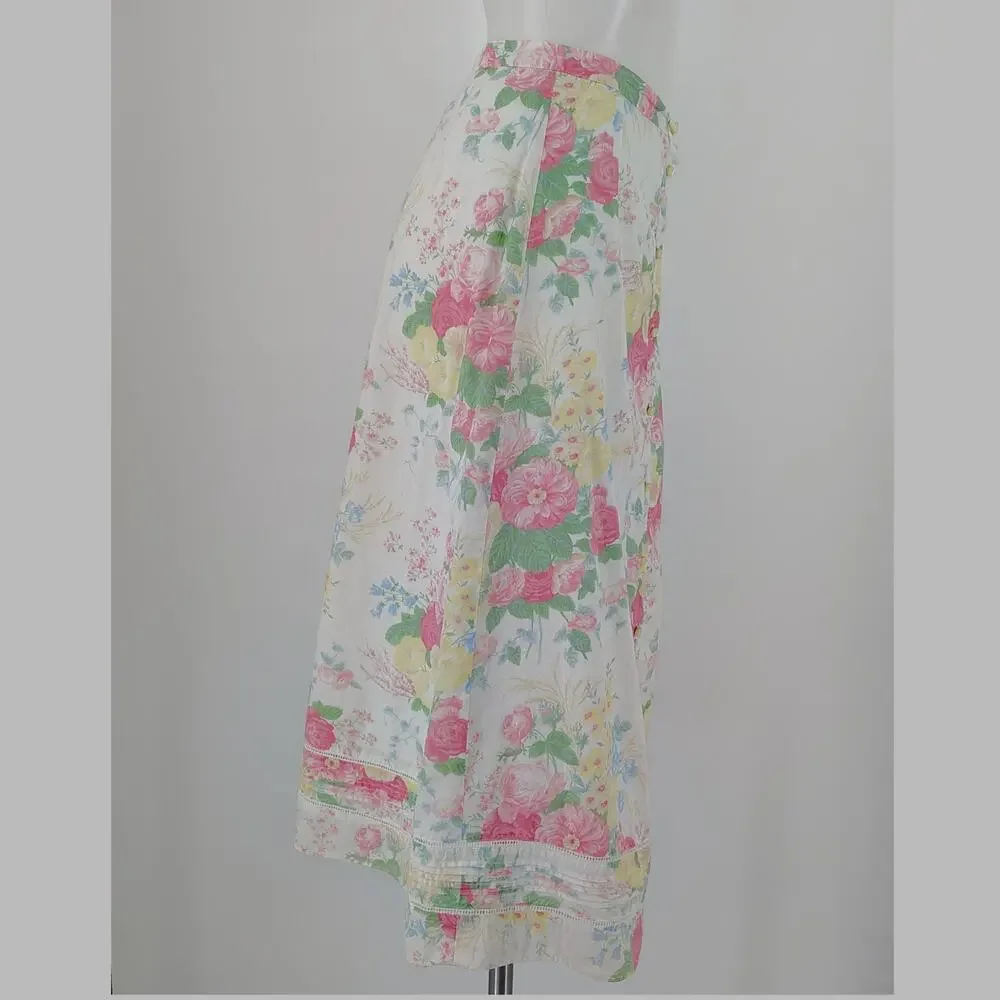 Lauren Ralph Lauren Floral Cotton Midi Skirt Petite Cottagecore Size 6P